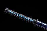 Handgefertigte japanische Ninjato-Ninja-Katana-Samurai-Schwerter, hochwertiges Schwert mit vollem Tang, blauer Klinge und Drachendruck 