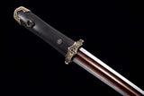 Handgefertigte chinesische Schwerter aus der Tang-Dynastie. Hochwertiges echtes Schwert aus Damaststahl mit geschärfter Ebenholzscheide 