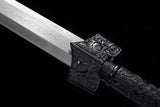Handgefertigte chinesische Schwerter aus der Han-Dynastie. Hochwertiges echtes Schwert aus Damaststahl mit geschärfter Ebenholzscheide 