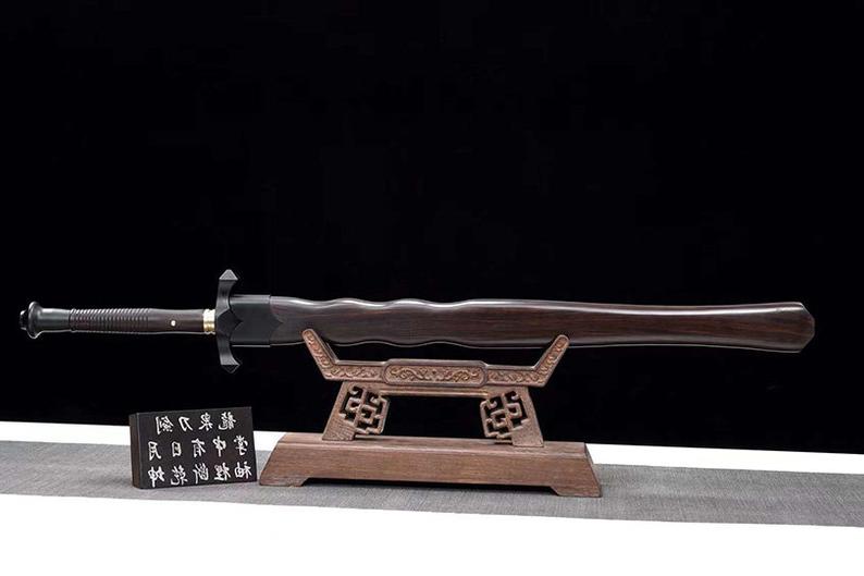 Épées chinoises faites à la main, véritable épée de haute qualité, en acier damas, fourreau en ébène aiguisé 
