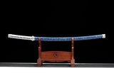 Handgefertigte japanische Katana-Samurai-Schwerter, hochwertiges Schwert, Vollerl-Manganstahl, blaue Klinge, Schneeflocke 