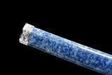 Handgefertigte japanische Katana-Samurai-Schwerter, hochwertiges Schwert, Vollerl-Manganstahl, blaue Klinge, Schneeflocke 