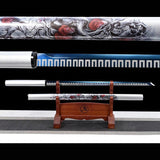 Handmade Japanese Ninjato Ninja katana Samurai Swords High Quality Stick Sword Full Tang Blue Blade White scabbard