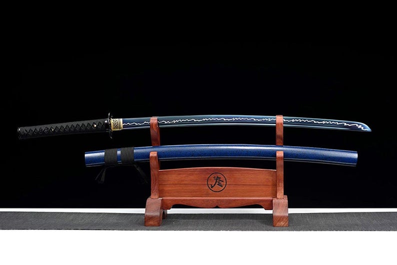 Épées de samouraï katana japonaises faites à la main, épée de haute qualité en acier à haute teneur en manganèse, lame bleue pleine soie 