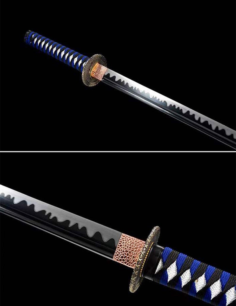 Handgefertigte japanische Ninjato-Ninja-Katana-Samurai-Schwerter, hochwertiges Schwert, voller Tang, blaue Scheide 