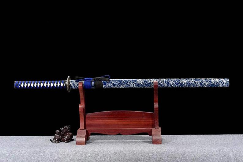 Épées De Samouraï Japonais Ninjato Ninja Katana Faites à La Main Épée De Haute Qualité Fourreau Bleu Plein Tang 