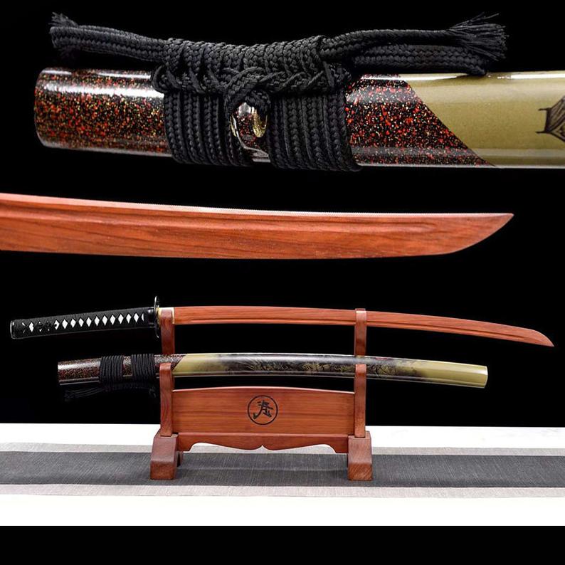 Épées de samouraï katana en bois japonais faites à la main épée d'entraînement de lame de séquoia de haute qualité 