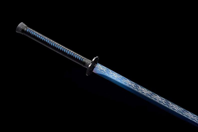 Épées chinoises faites à la main de la dynastie Tang, véritable épée de haute qualité en acier à haute teneur en manganèse, lame bleue pleine Tang 