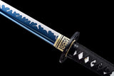 Handgefertigte japanische Ninjato-Ninja-Katana-Samurai-Schwerter, hochwertiges Schwert mit voller Tang-blauer Klinge 