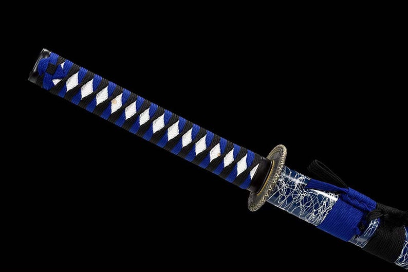 Épées De Samouraï Japonais Ninjato Ninja Katana Faites à La Main Épée De Haute Qualité Fourreau Bleu Plein Tang 