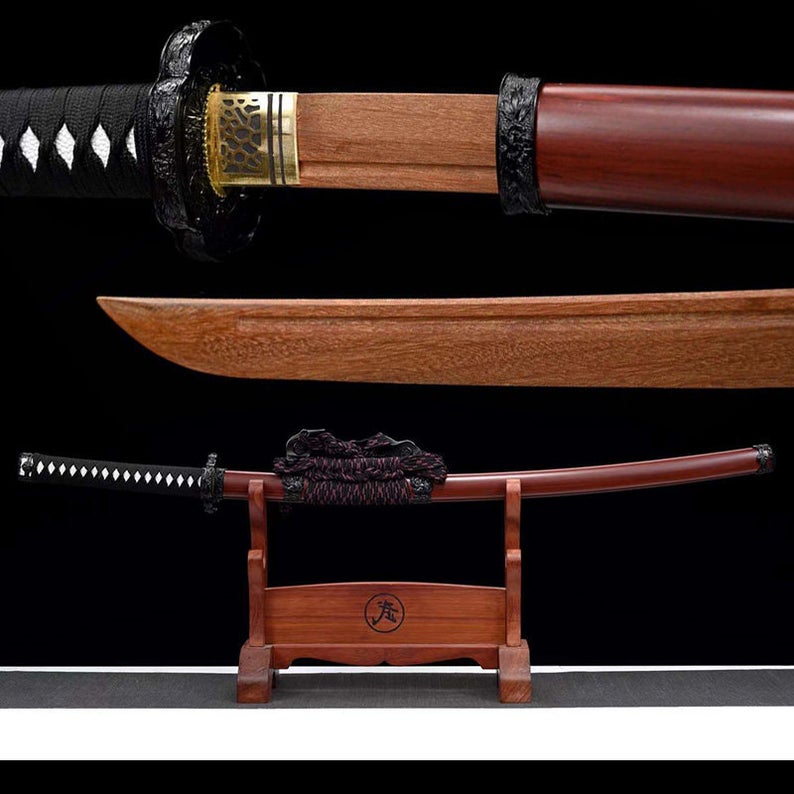 Épées de samouraï katana en bois japonais faites à la main Tachi épée d'entraînement de lame en palissandre de haute qualité 