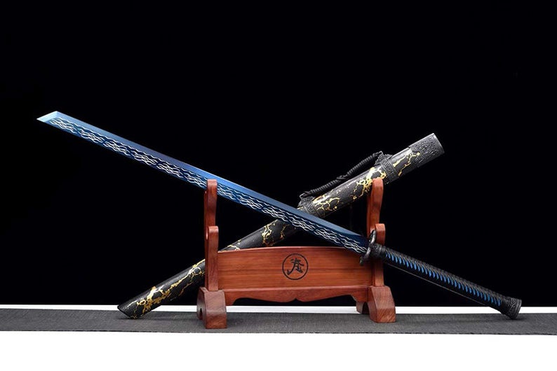 Handmade Chinese Swords Tang Dynasty Swords High Quality Real Sword High manganese steel Dao Full Tang Blue Blade