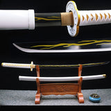 Agatsuma Zenitsu Handgefertigtes Katana-Samurai-Schwert, echte japanische Anime-Schwerter, geschärfter 1045-Kohlenstoffstahl 