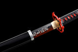 Handgefertigtes japanisches Katana-Samurai-Schwert, echte Anime-Schwerter, geschärfter Kohlenstoffstahl, schwarze Scheide, rote Klinge 